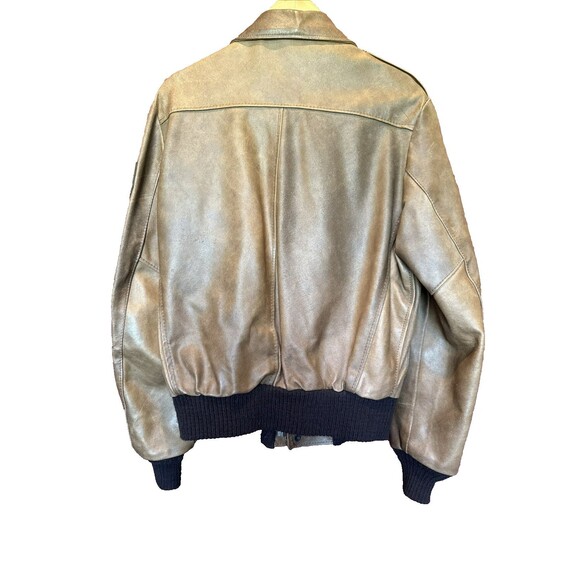 Vintage 60s 70s Leather Bomber Jacket Military Patches USAF Air Force Military - Picture 16 of 16